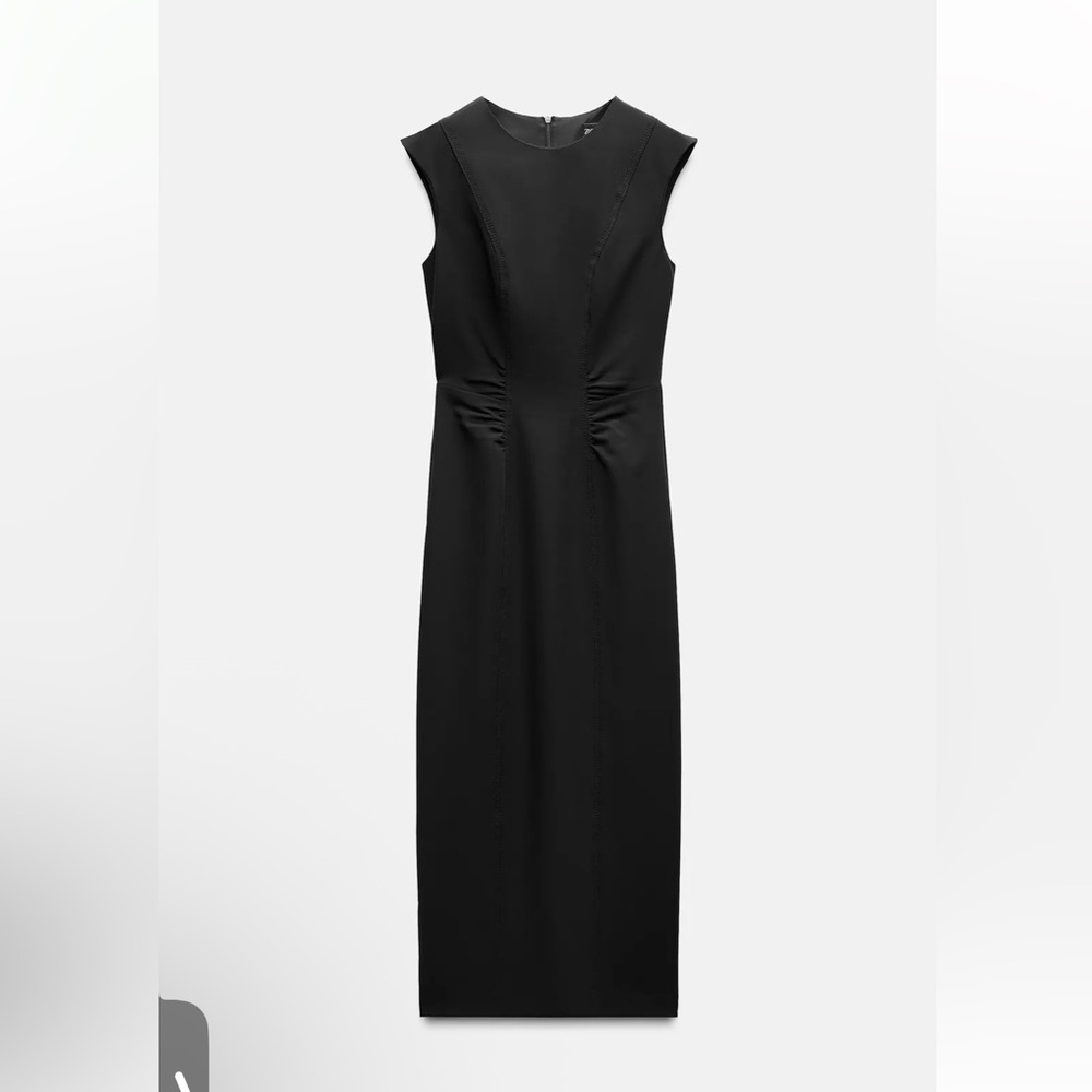 Zara- black midi dress, size L, NWT